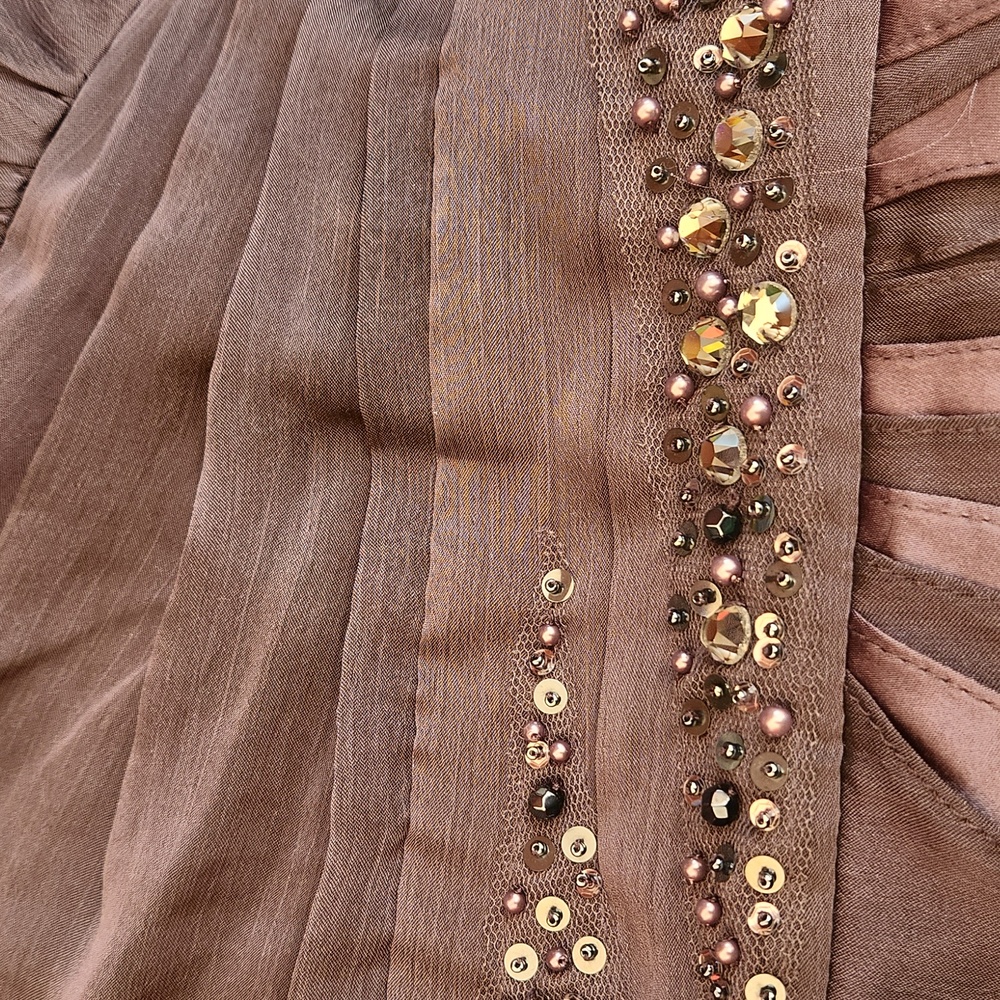 Adrianna Papell Gray Embellished Waist Poly Evening Gown 16 - Picture 3 of 5